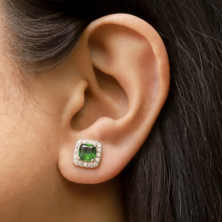 Silver Emerald Green Studs image 1