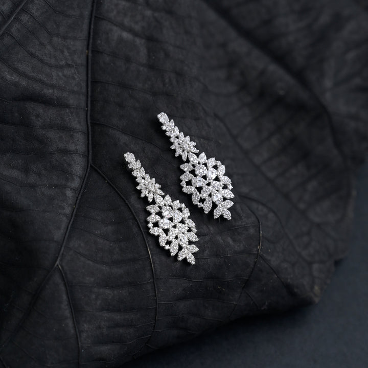 Silver Drizzle Stone-Studded Earrings image 2