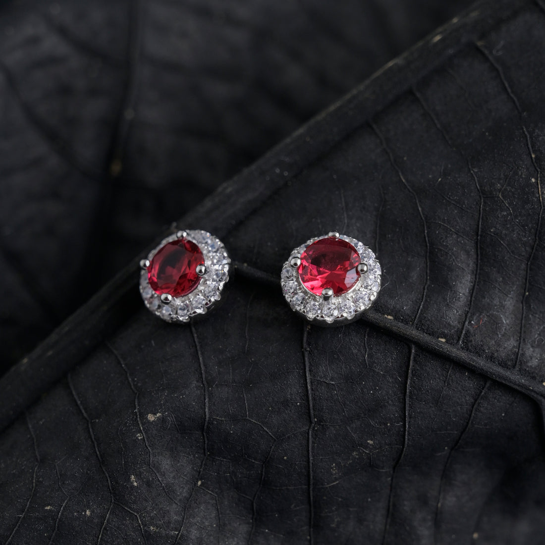 Silver Blood Red Studs image 2