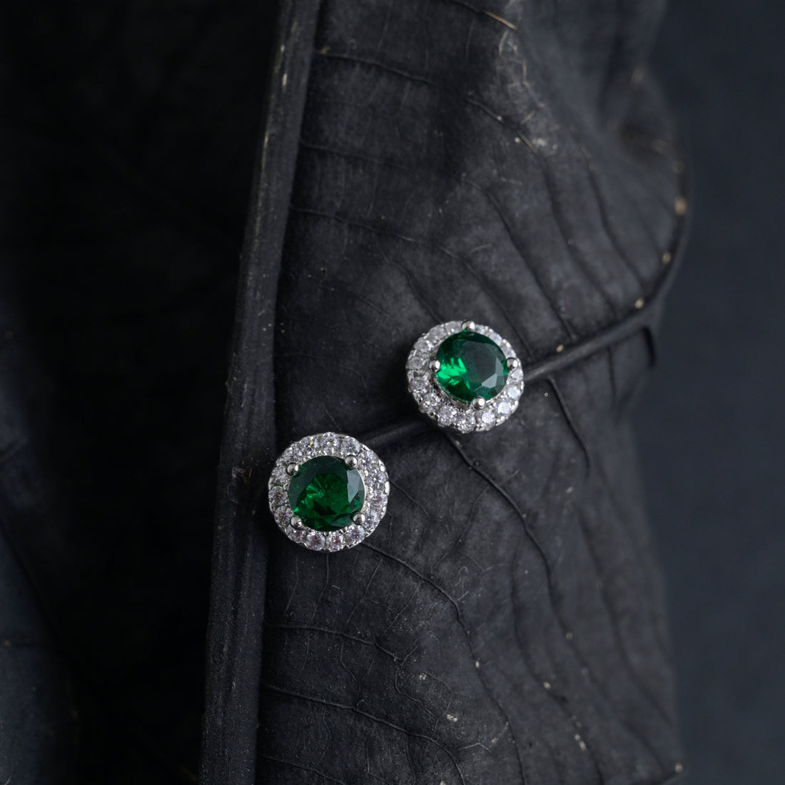 Silver Emerald Green Studs image 0