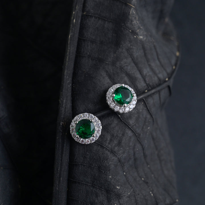 Silver Emerald Green Studs image 0