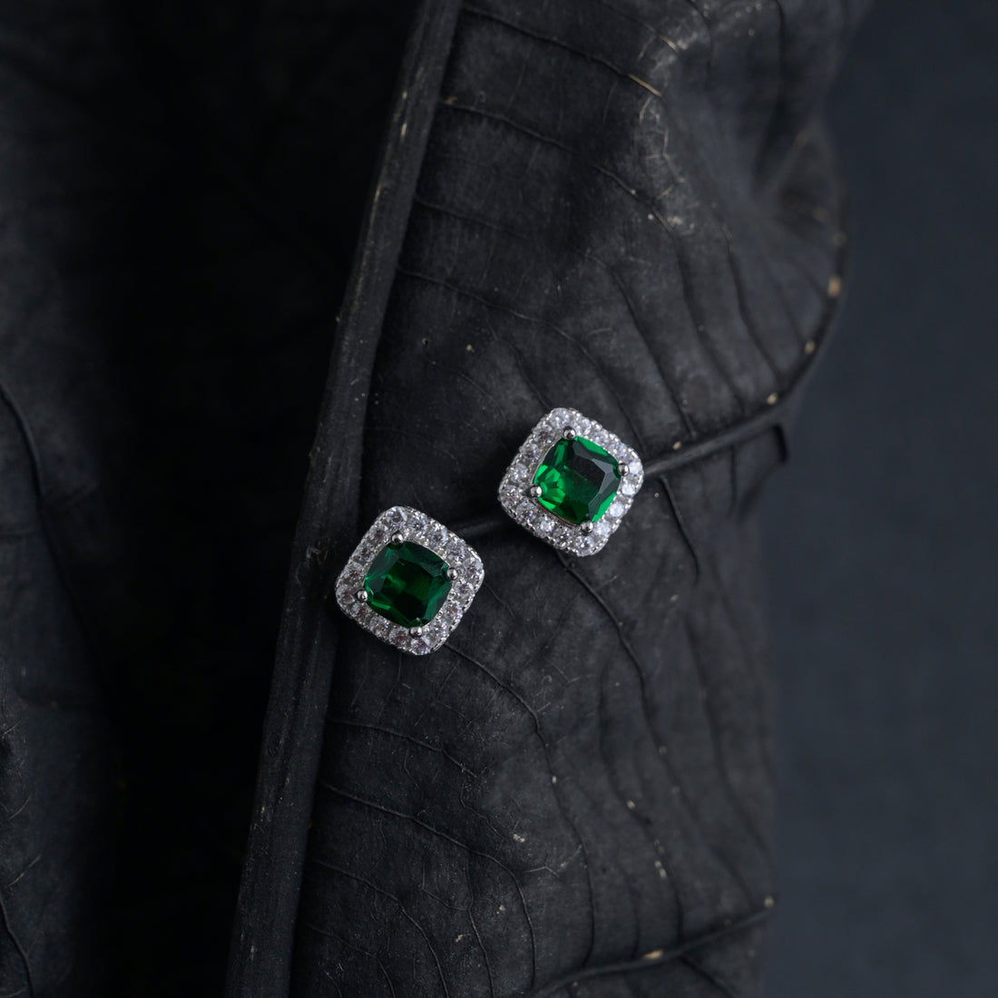 Silver Emerald Green Studs image 0