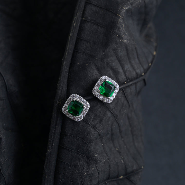 Silver Emerald Green Studs image 0