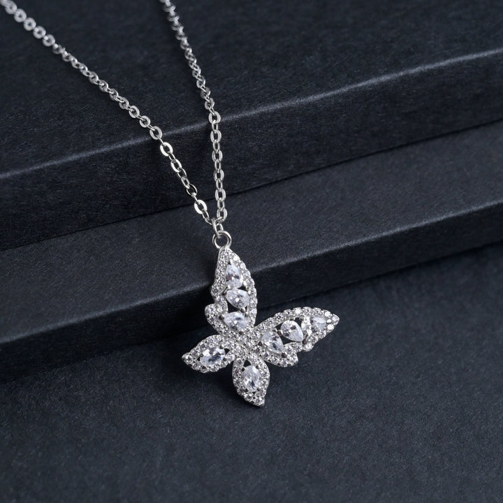 Silver Crystal Butterfly Pendant image 0