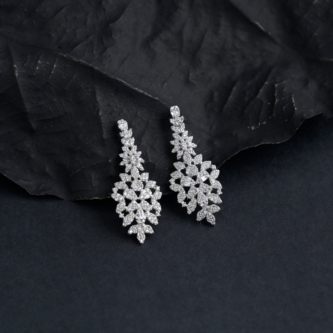 Silver Drizzle Stone-Studded Earrings image 0