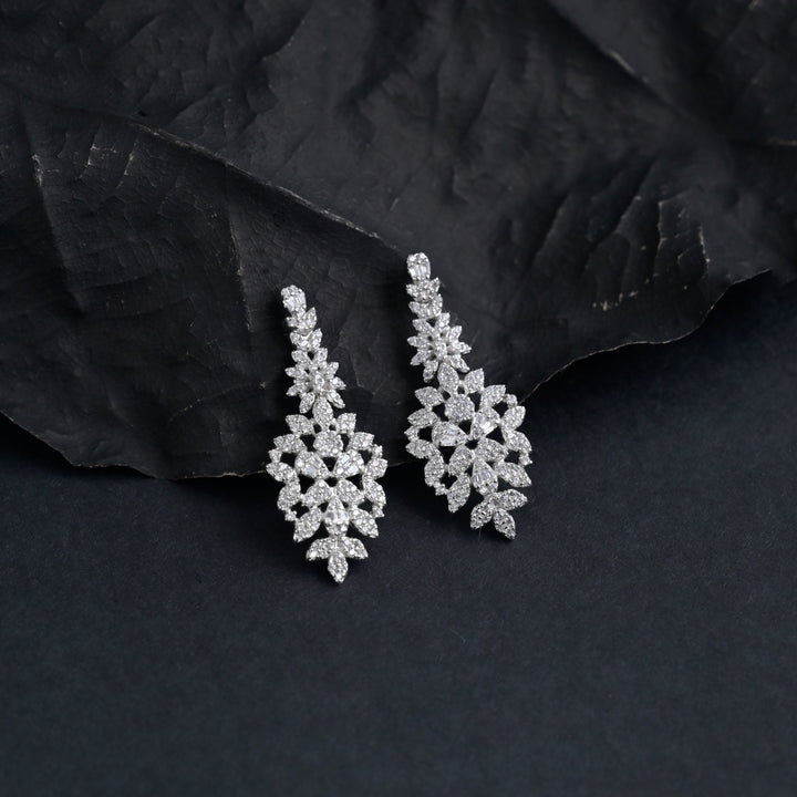 Silver Drizzle Stone-Studded Earrings image 0