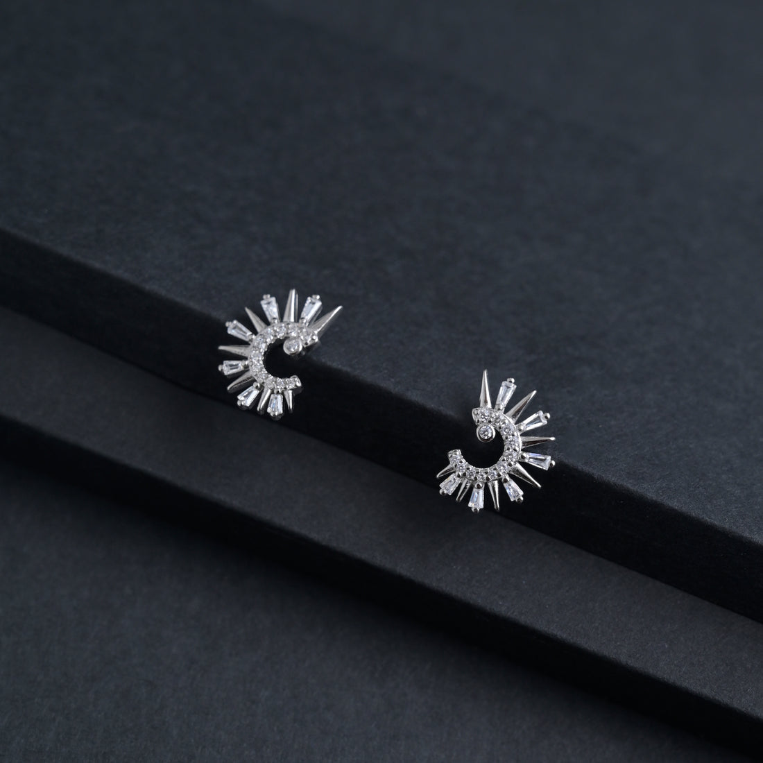 Silver Solar Arc Earrings image 4