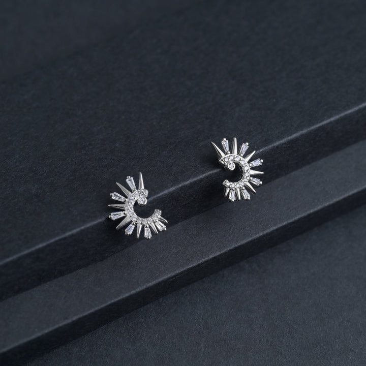 Silver Solar Arc Earrings image 0