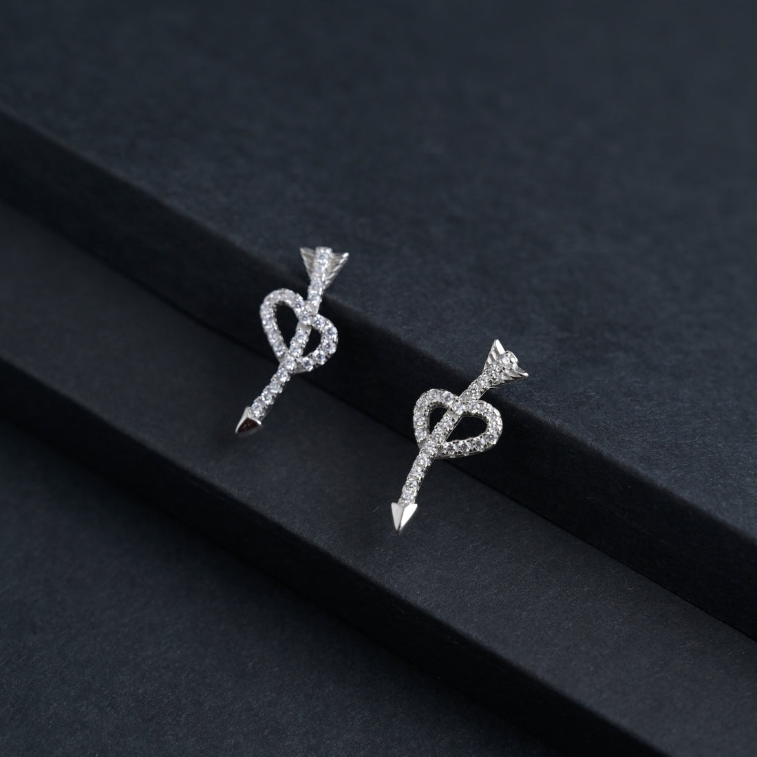 Silver Bow-n-Arrow Earrings image 2