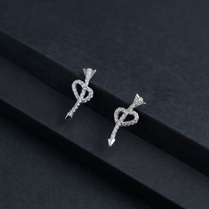 Silver Bow-n-Arrow Earrings image 2