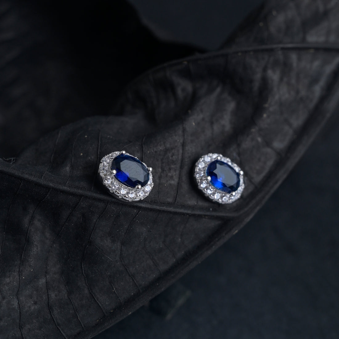 Silver Ocean Blue Studs image 1
