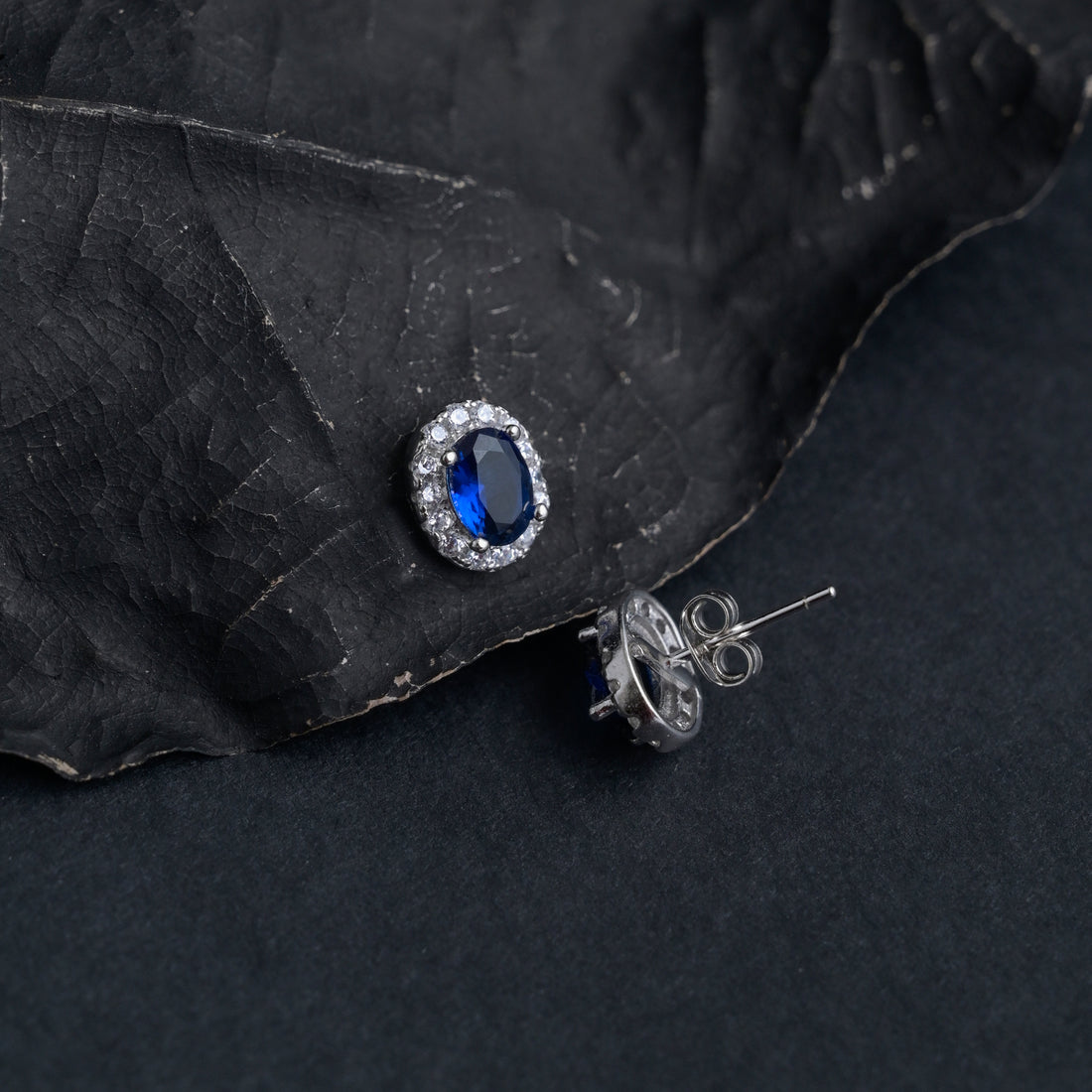Silver Ocean Blue Studs image 3