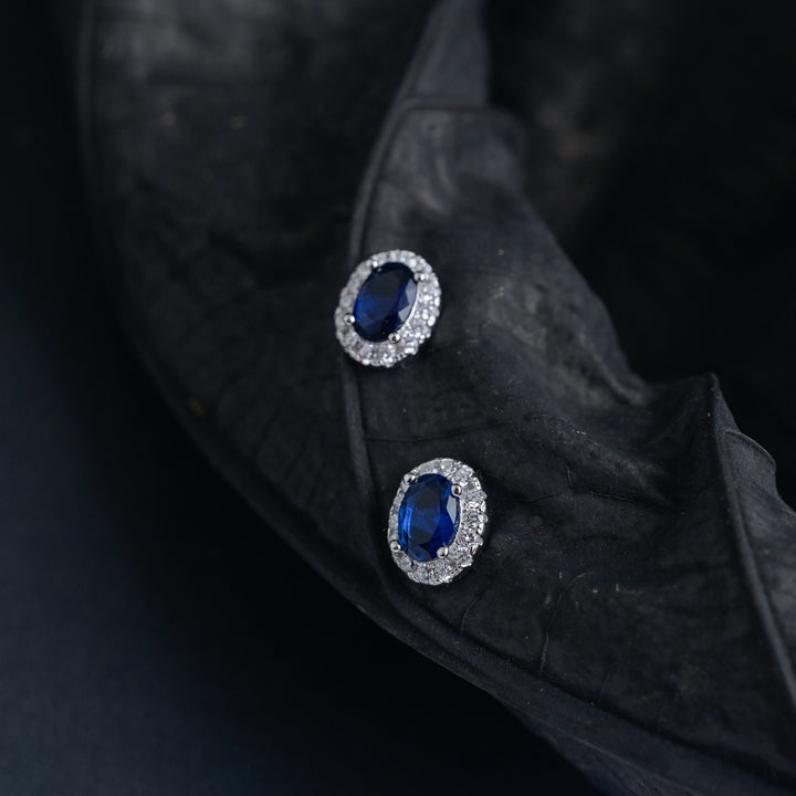 Silver Ocean Blue Studs image 2