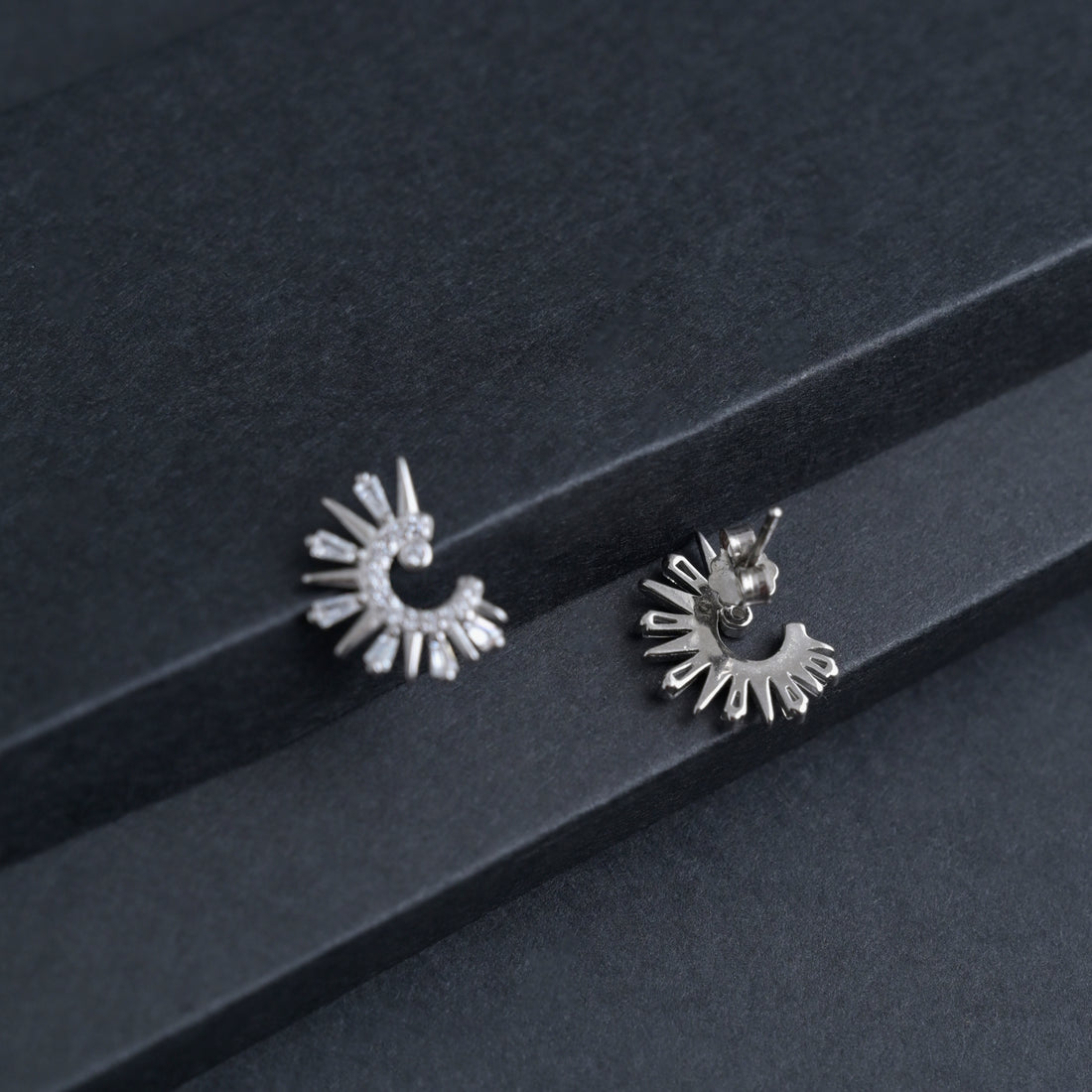 Silver Solar Arc Earrings image 3