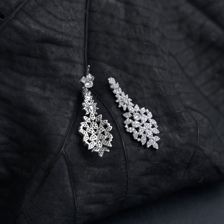 Silver Drizzle Stone-Studded Earrings image 3