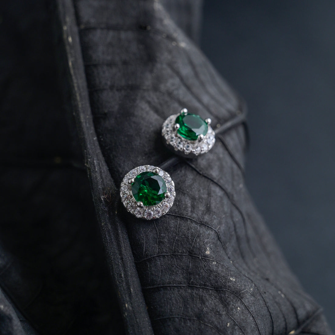 Silver Emerald Green Studs image 2