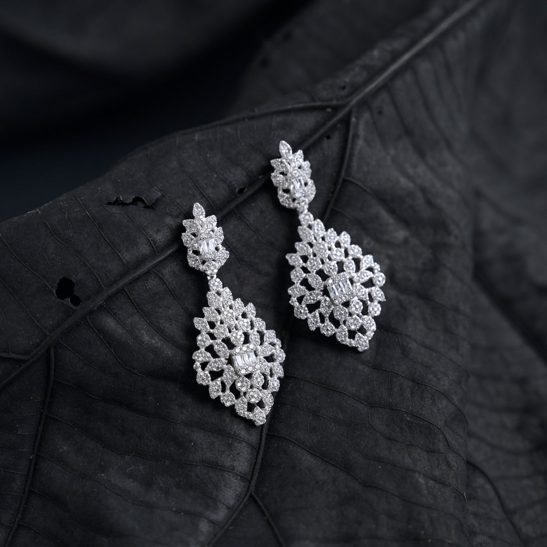 Silver Stone-Studded Earrings image 0