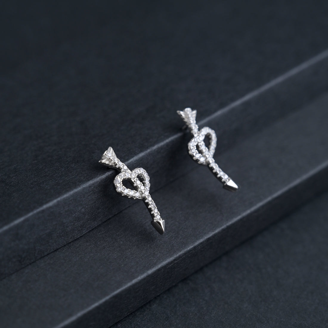 Silver Bow-n-Arrow Earrings image 1