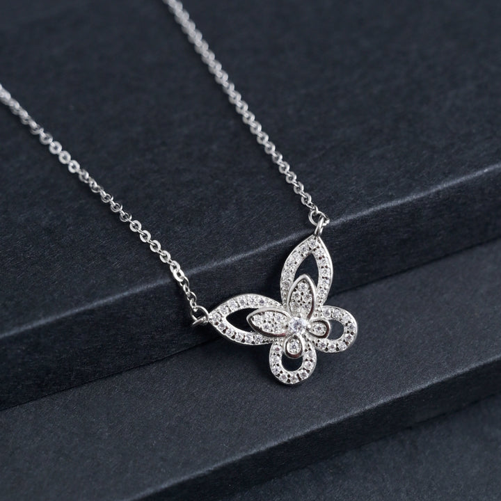 Silver Butterfly Kiss Pendant image 0