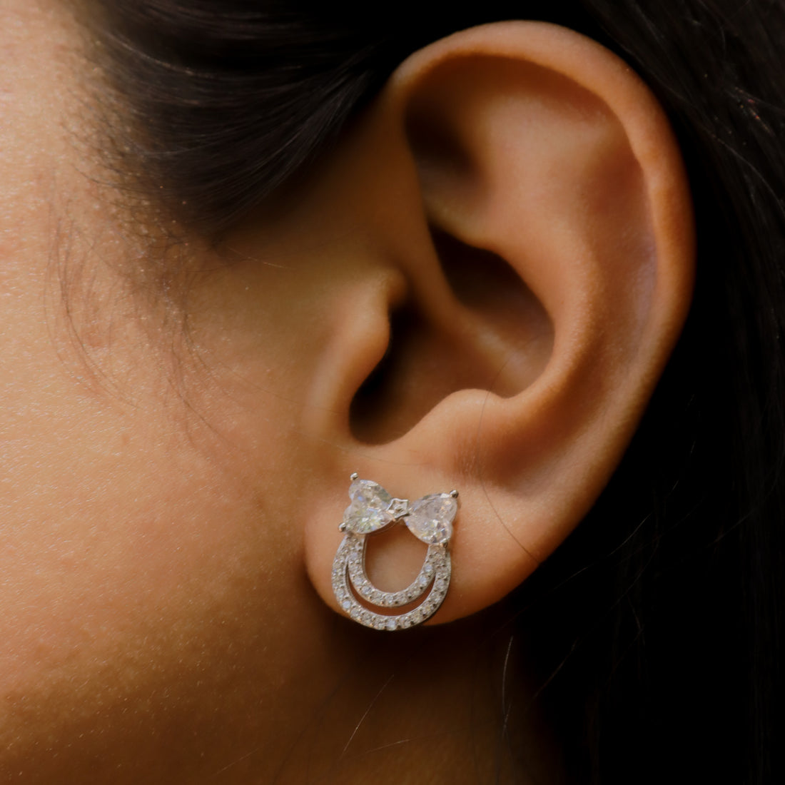 Silver Dainty Bow Earrings image 1