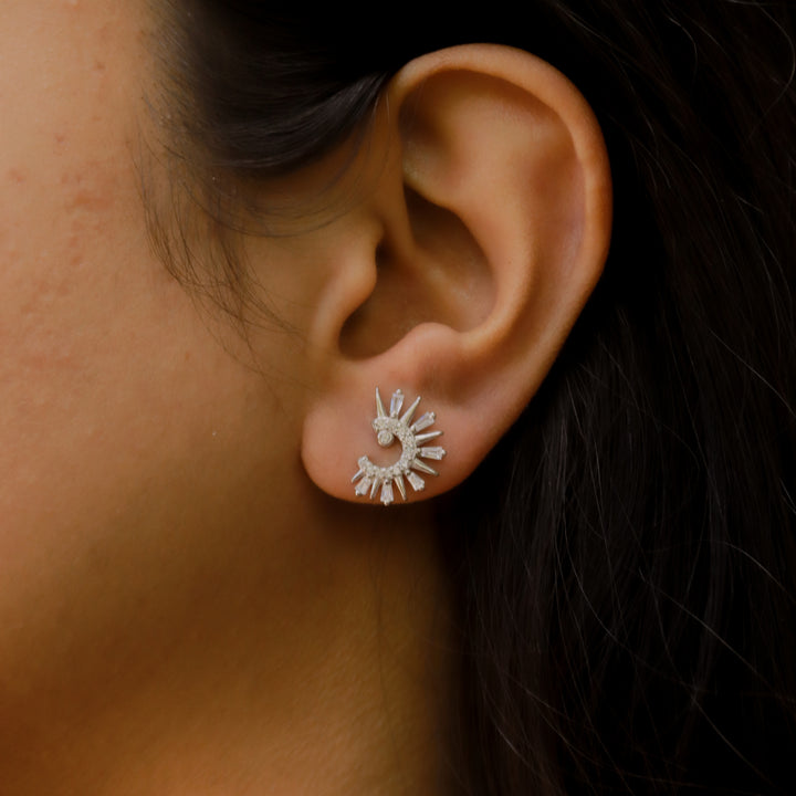Silver Solar Arc Earrings image 1