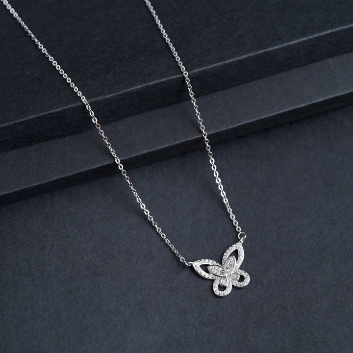 Silver Butterfly Kiss Pendant image 2