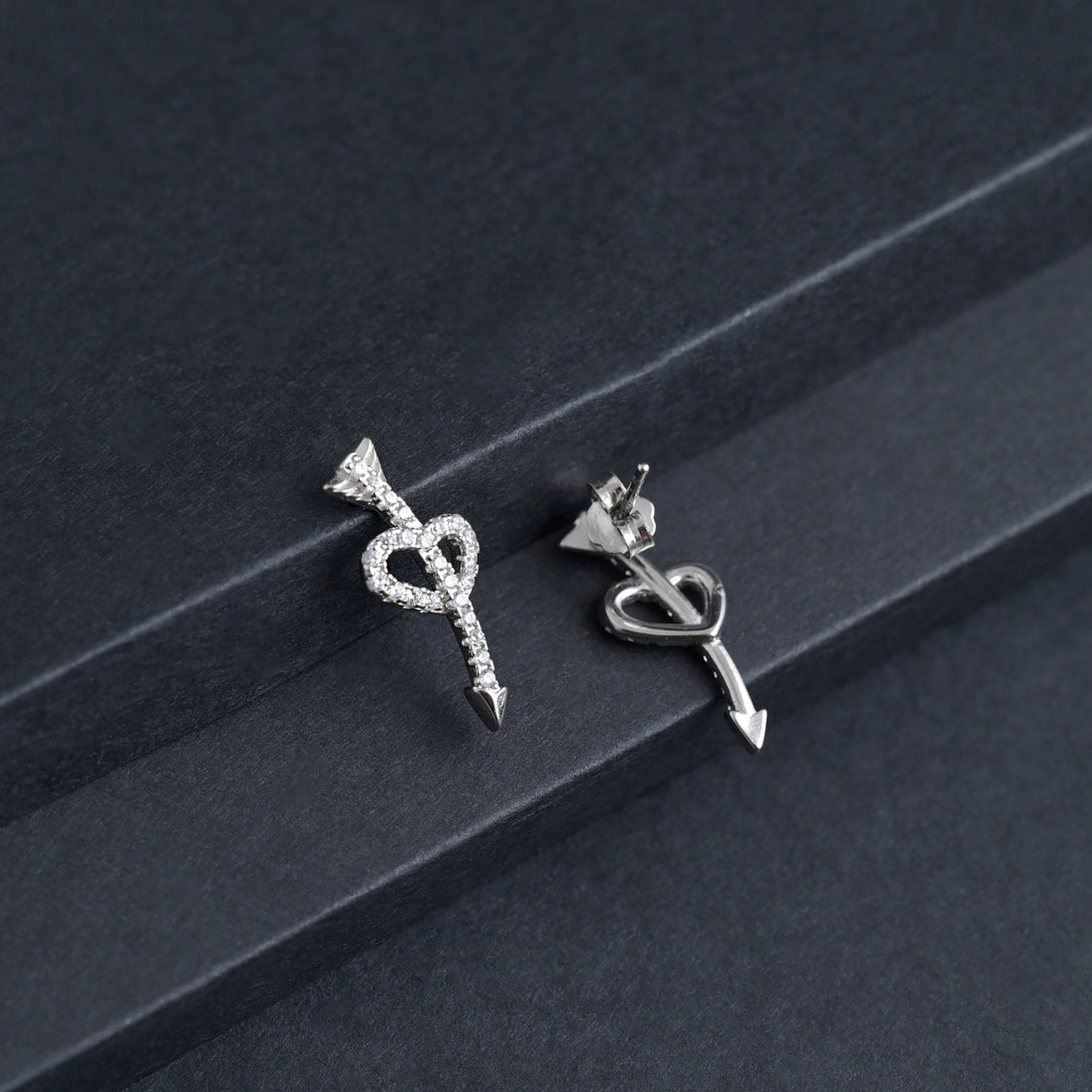 Silver Bow-n-Arrow Earrings image 3