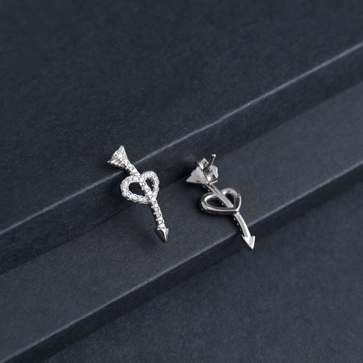 Silver Bow-n-Arrow Earrings image 3
