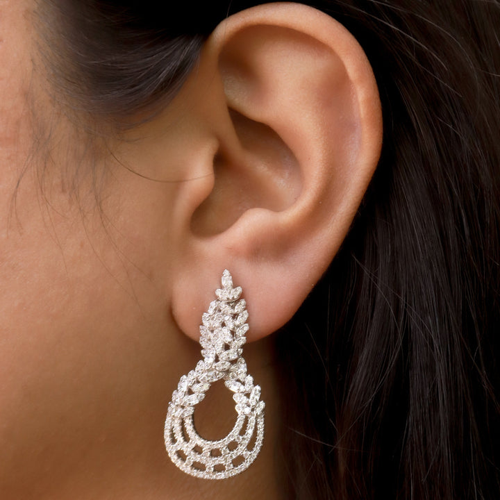 Silver Oval Drizzle Earrings image 1
