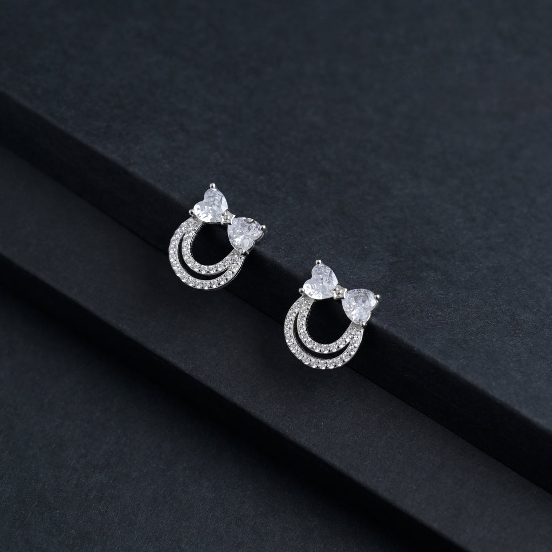 Silver Dainty Bow Earrings image 3