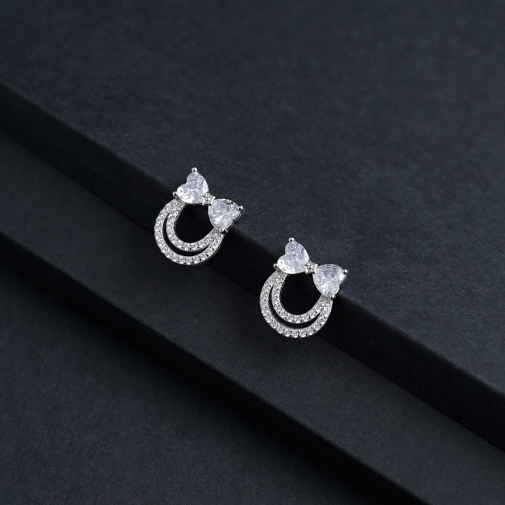 Silver Dainty Bow Earrings image 3