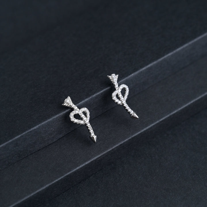 Silver Bow-n-Arrow Earrings image 0
