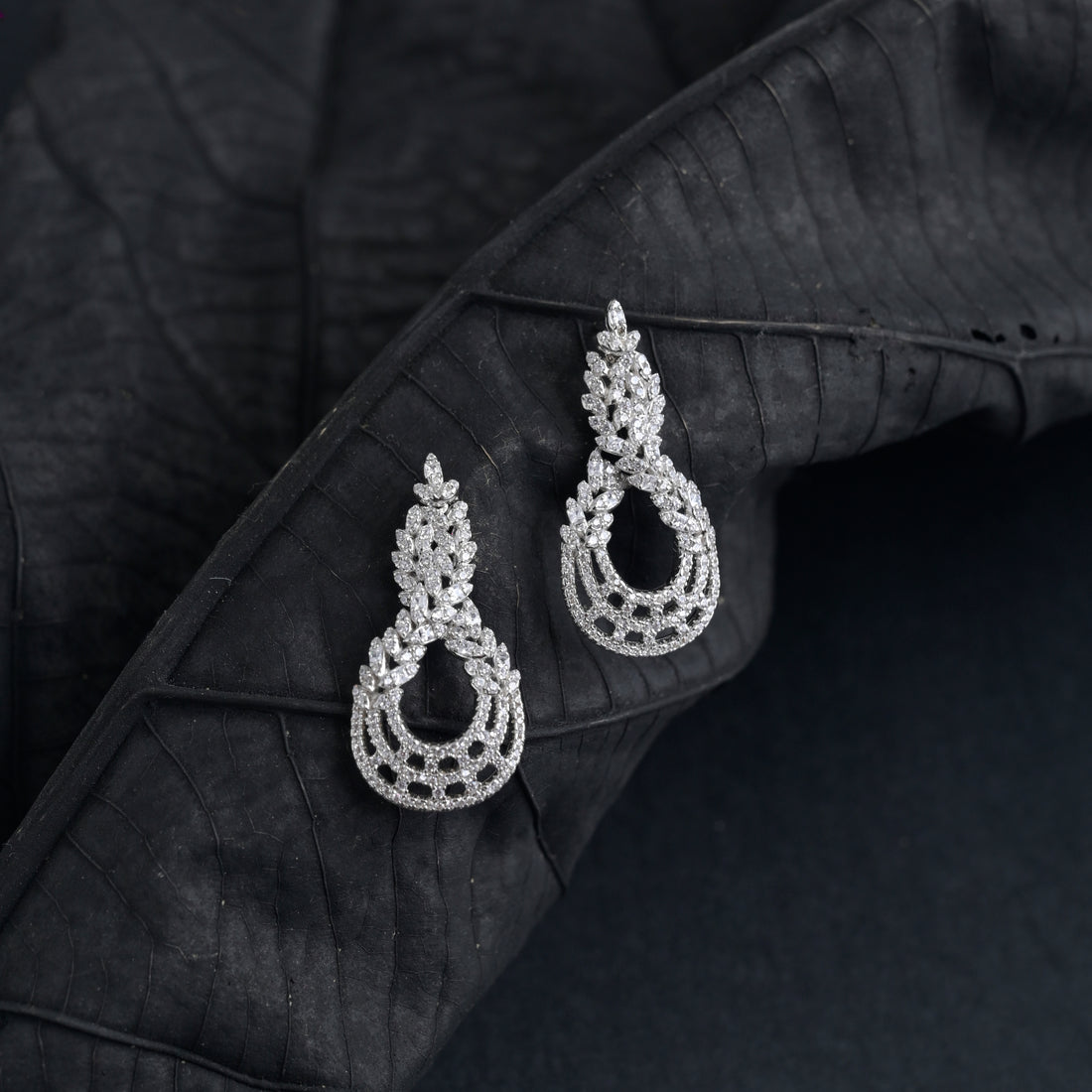 Silver Oval Drizzle Earrings image 0