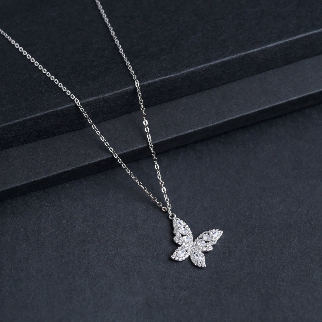 Silver Crystal Butterfly Pendant image 2