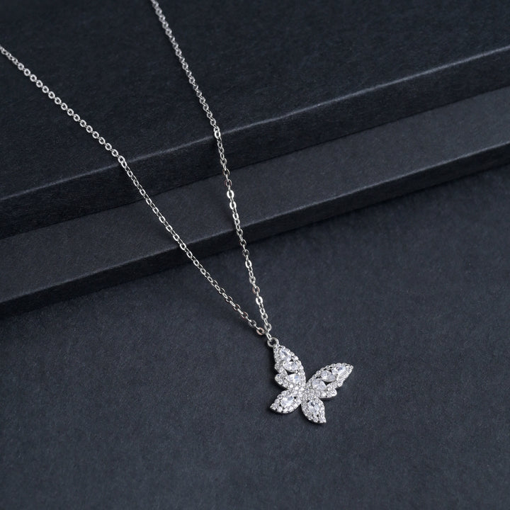Silver Crystal Butterfly Pendant image 2