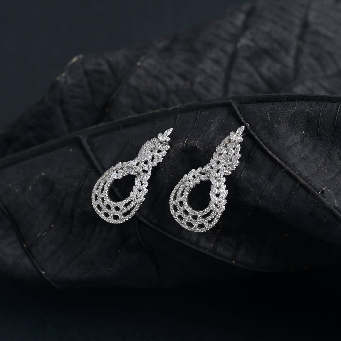 Silver Oval Drizzle Earrings image 2