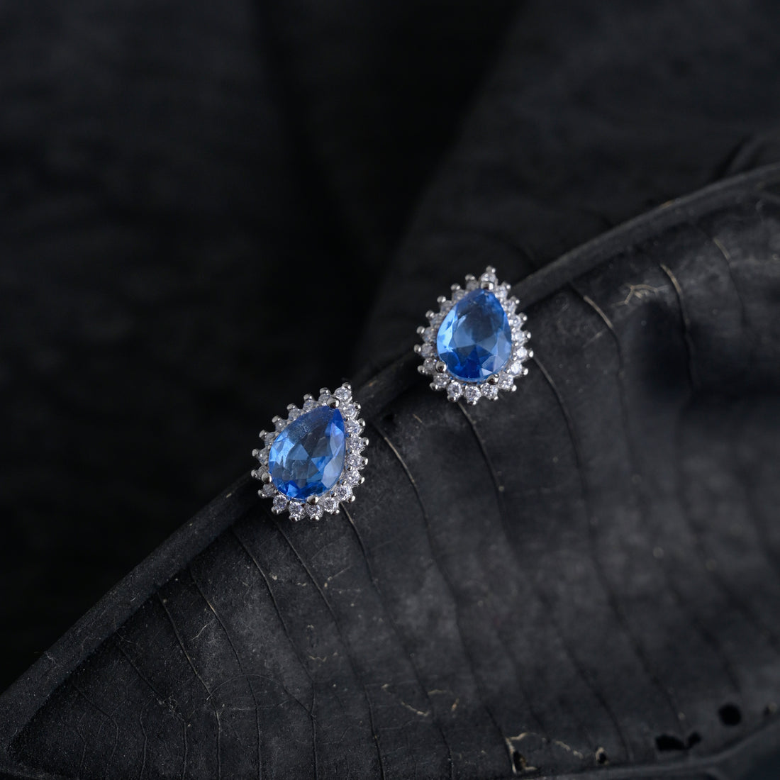 Silver Blue Petal Studs image 1