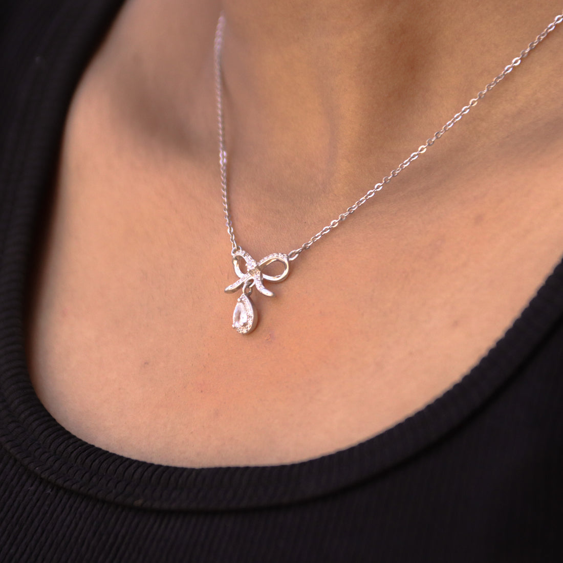 Silver Radiant Bow Pendant image 1