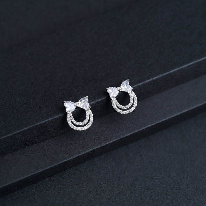 Silver Dainty Bow Earrings image 0