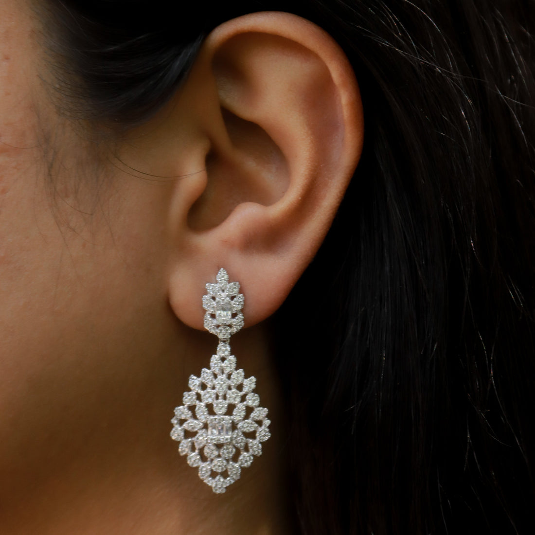 Silver Stone-Studded Earrings image 1