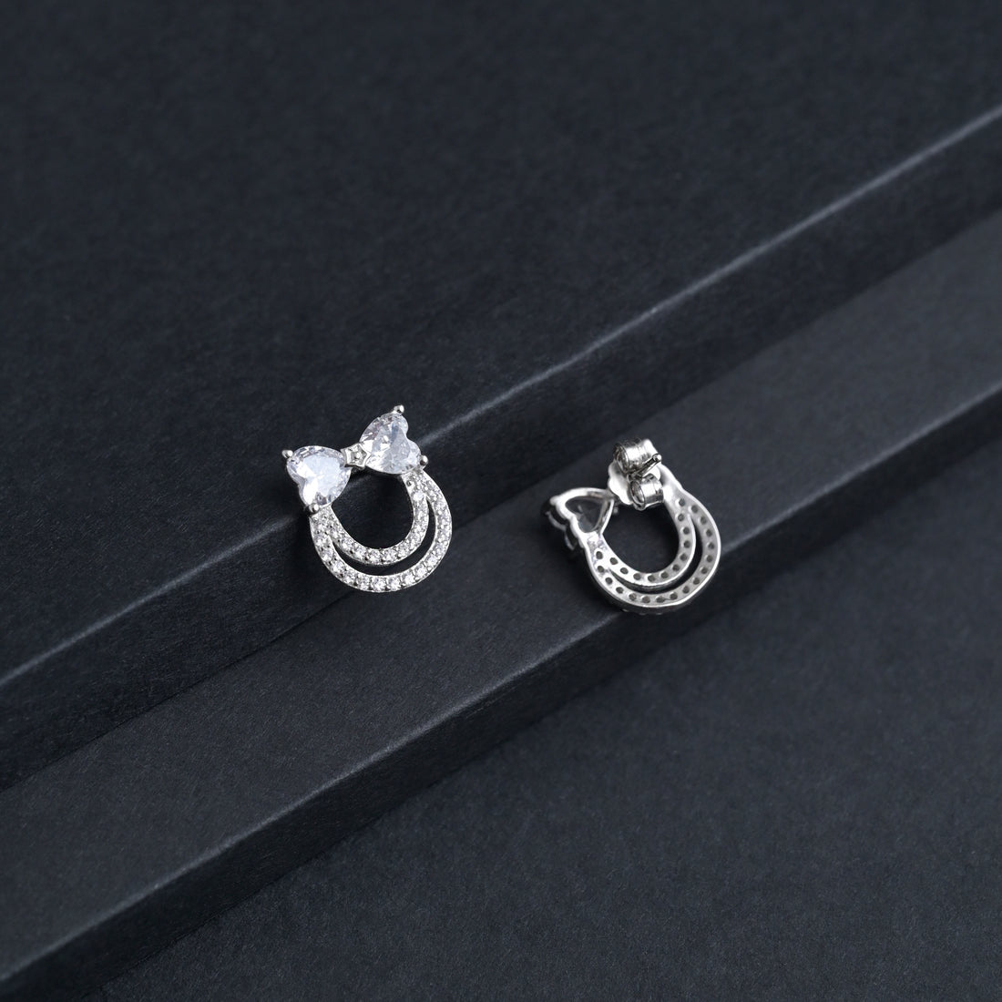 Silver Dainty Bow Earrings image 4
