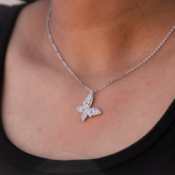 Silver Crystal Butterfly Pendant image 1